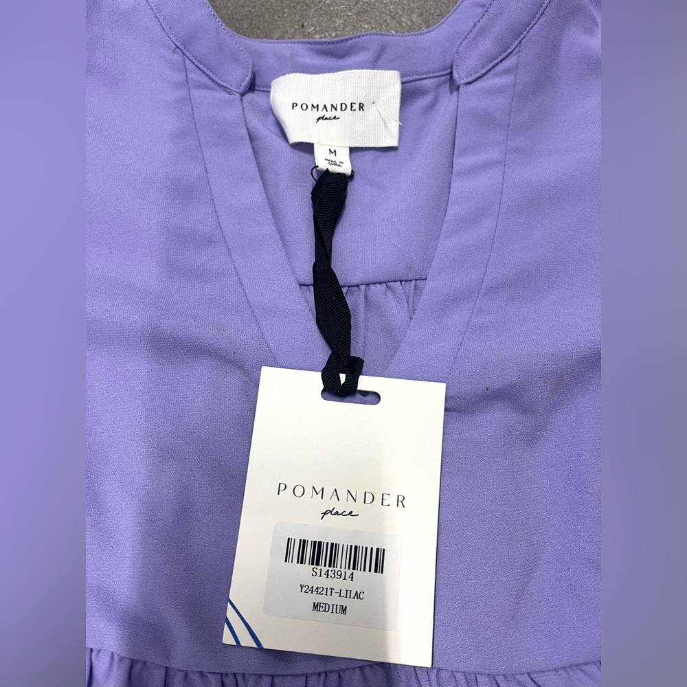 NWT Tuckernuck Pomander Place Lilac Kenzo Tiered Mini Dress V-neck 3/4 Sleeves - Picture 12 of 16